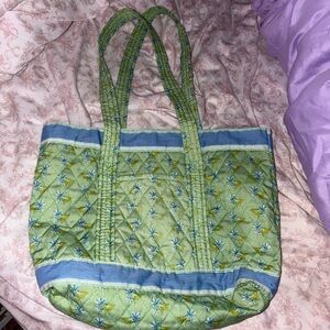 Green Floral Tote Bag